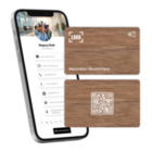 NFC Visitenkarte aus Walnussholz - personalisierbar inkl. digitalen Profil mit QR-Code und Logo