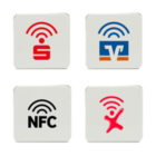 NFC-Sticker / Aufkleber 30x30mm aus PVC – quadratisch - mit Logo Druck + optionale Kodierung
