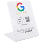 Google Bewertung NFC Aufsteller aus Acryl - 110 x 150 mm - weiß