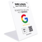 Google Bewertung NFC Aufsteller aus Acryl - 110 x 150 mm - weiß - Logodruck oben