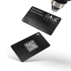 NFC Visitenkarte Schwarz Metall (Rahmenlos) - lasergraviert inkl. digitalen Profil, QR-Code & Logo